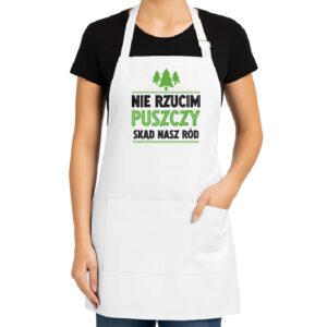 Fartuch kuchenny Korzenie w puszczy serce na Podlasiu