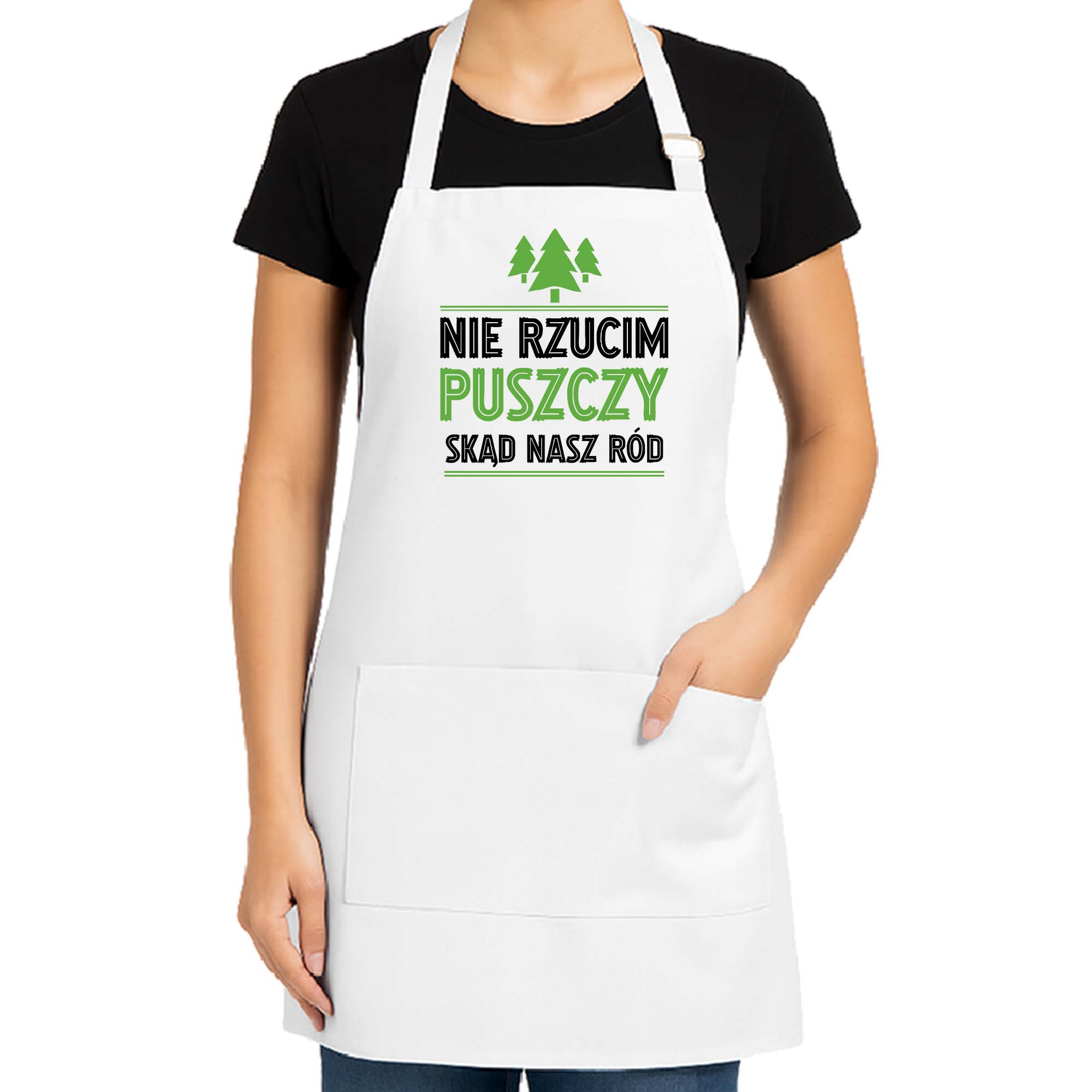 Fartuch kuchenny Korzenie w puszczy serce na Podlasiu