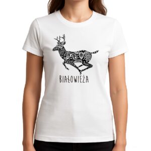 Koszulka damska Białowieża. Jeleń z Tradycją