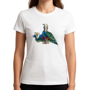 Koszulka damska Folk Art - Pawie z Podlasia