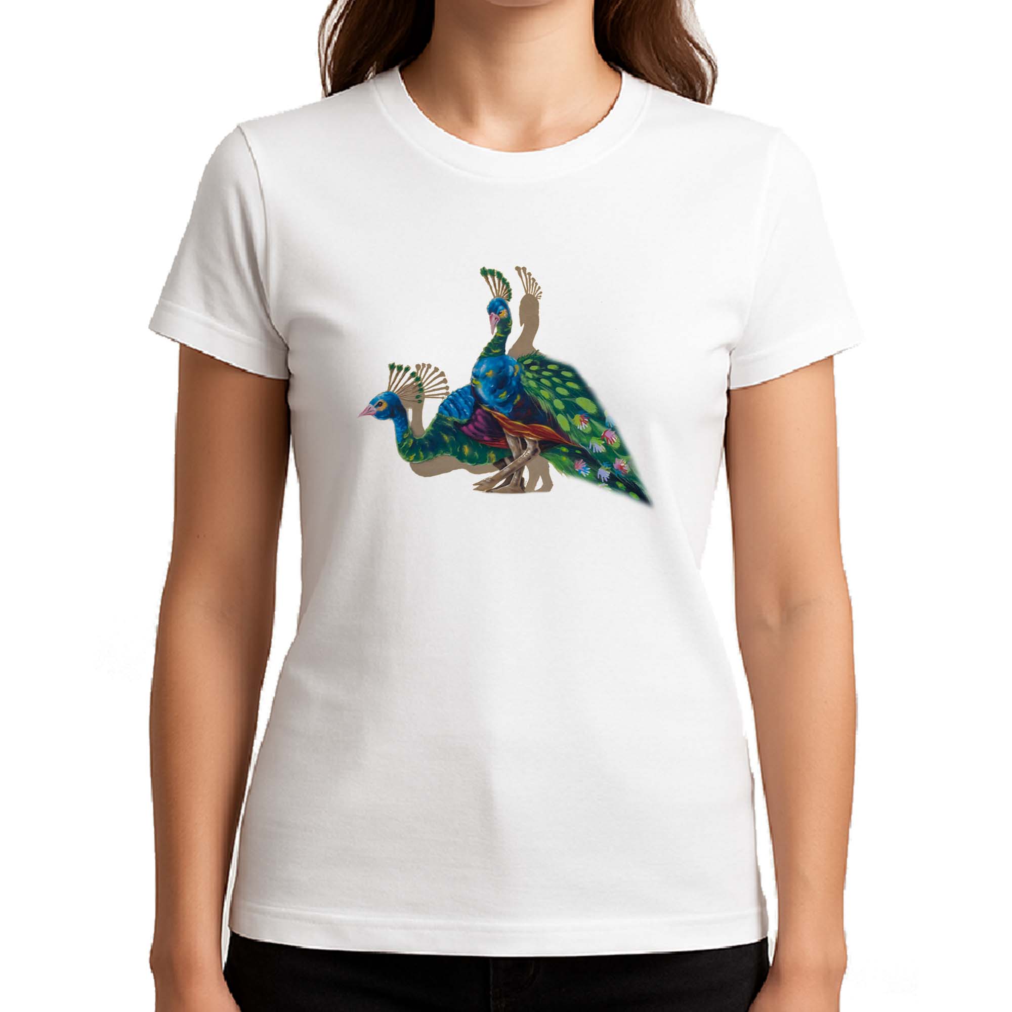 Koszulka damska Folk Art - Pawie z Podlasia