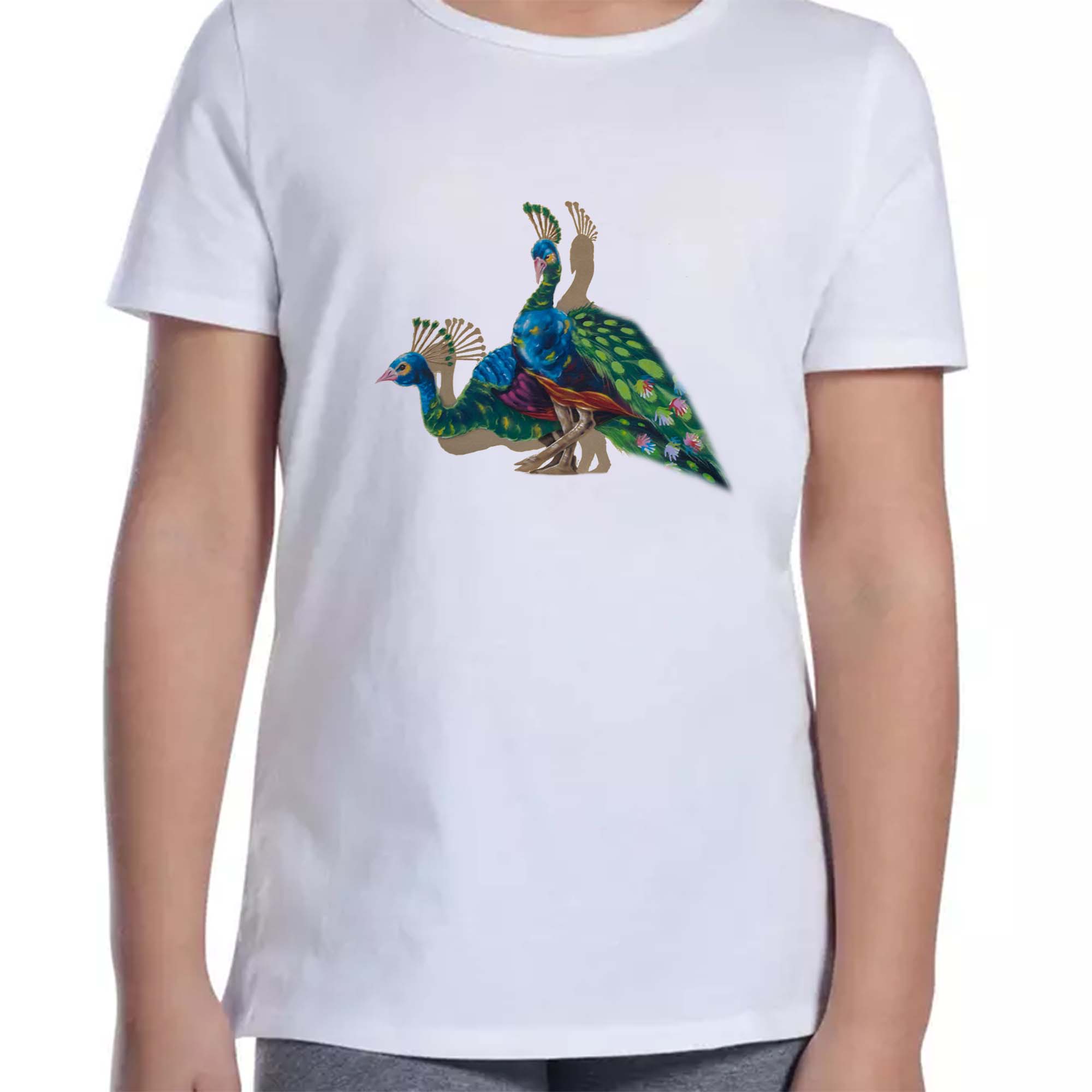 Koszulka dziecięca Folk Art - Pawie z Podlasia