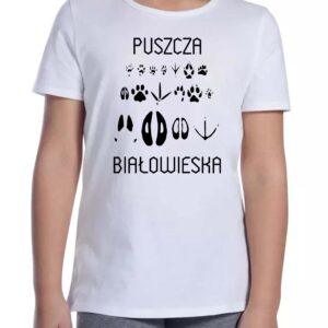 Koszulka dziecięca Puszcza Białowieska - Tropem Zwierząt