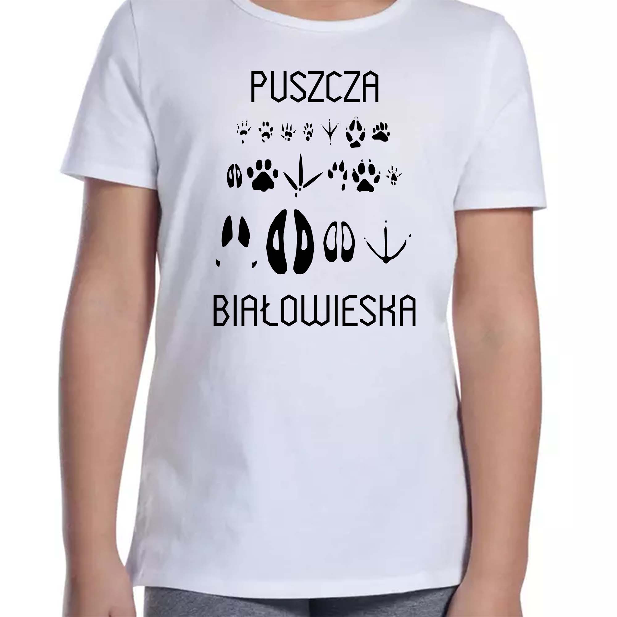 Koszulka dziecięca Puszcza Białowieska - Tropem Zwierząt