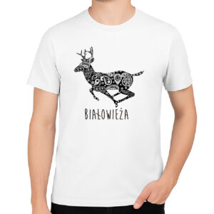 Koszulka męska Białowieża. Jeleń z Tradycją