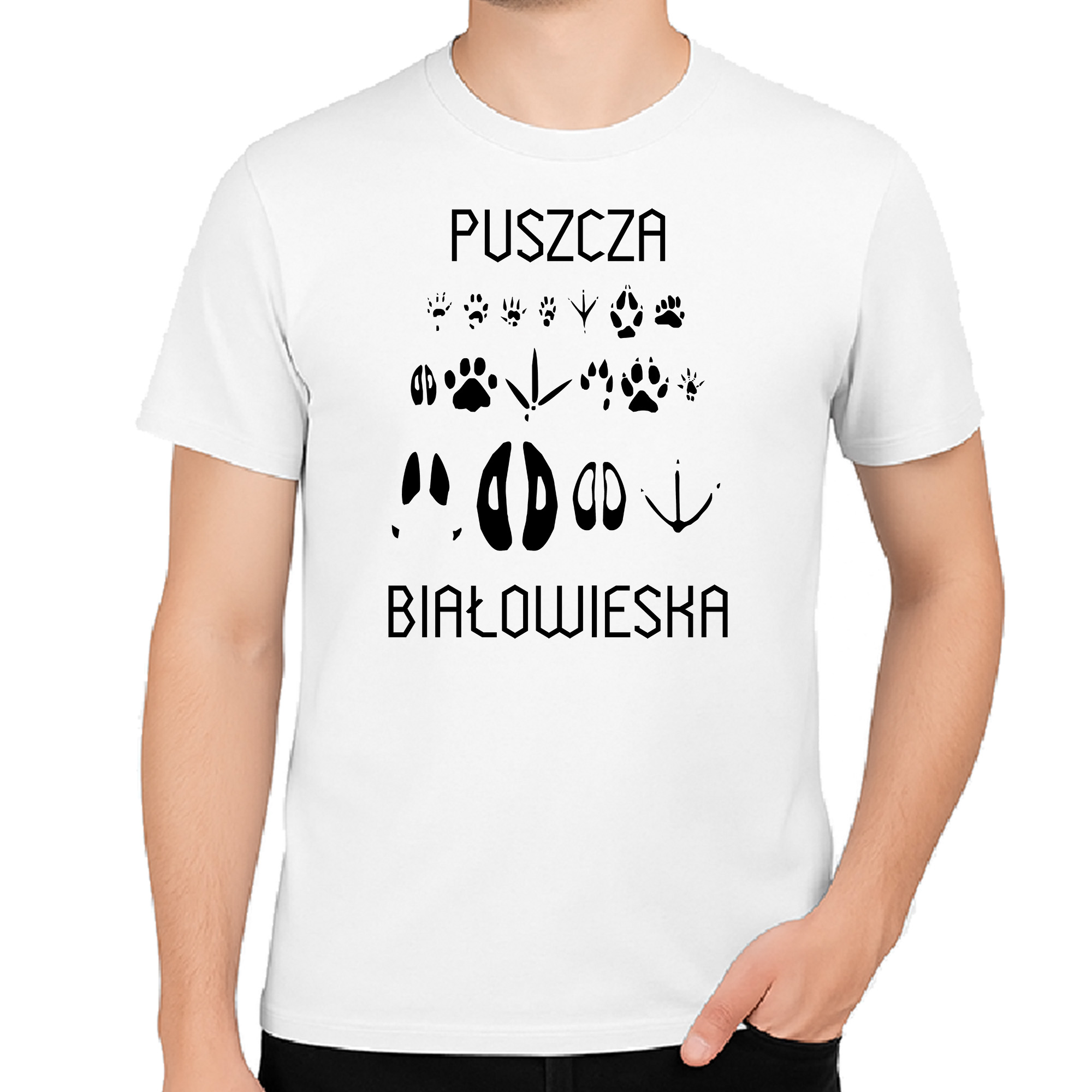 Koszulka męska Puszcza Białowieska - Tropem Zwierząt