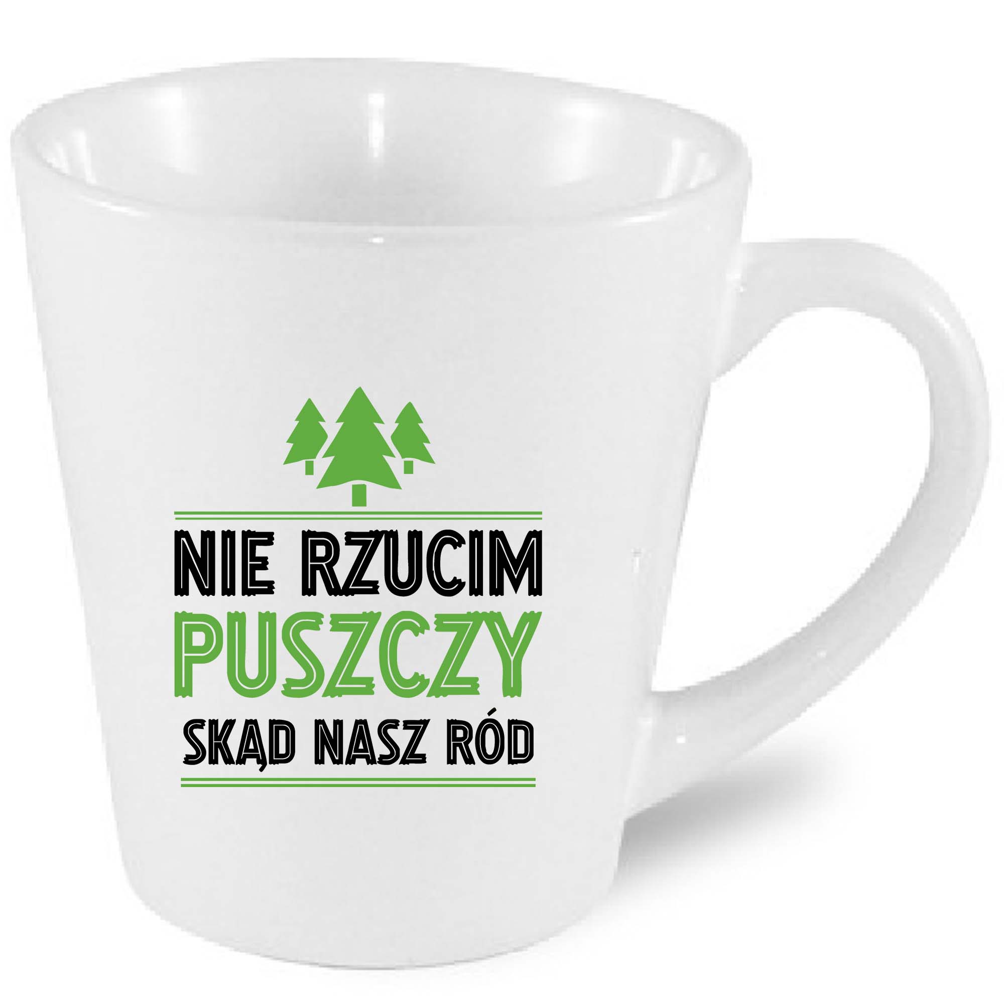 Kubek latte Korzenie w puszczy serce na Podlasiu