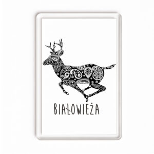 Magnes akrylowy Białowieża. Jeleń z Tradycją
