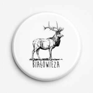 przypinka pamiątkowa Białowieża. Tropem Jelenia