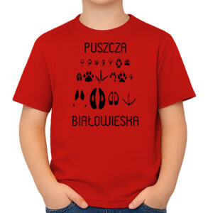 koszulka dziecięca Puszcza Białowieska - Tropem Zwierząt
